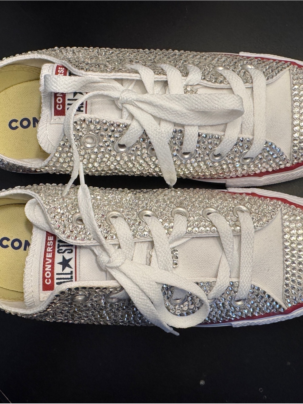 Converse Kids White Rhinestone Low-Top Sneakers